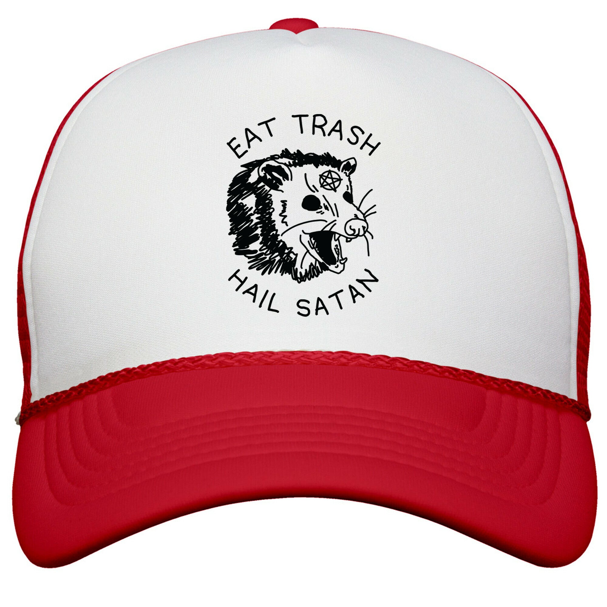 Eat Trash Hail Satan Possum Snapback Trucker Hat
